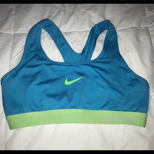 NIKE Blue & Green Dri-Fit Sports Bra . Size Small